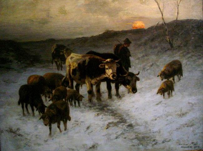 Christian Mali Winter evening after the cattle market china oil painting image